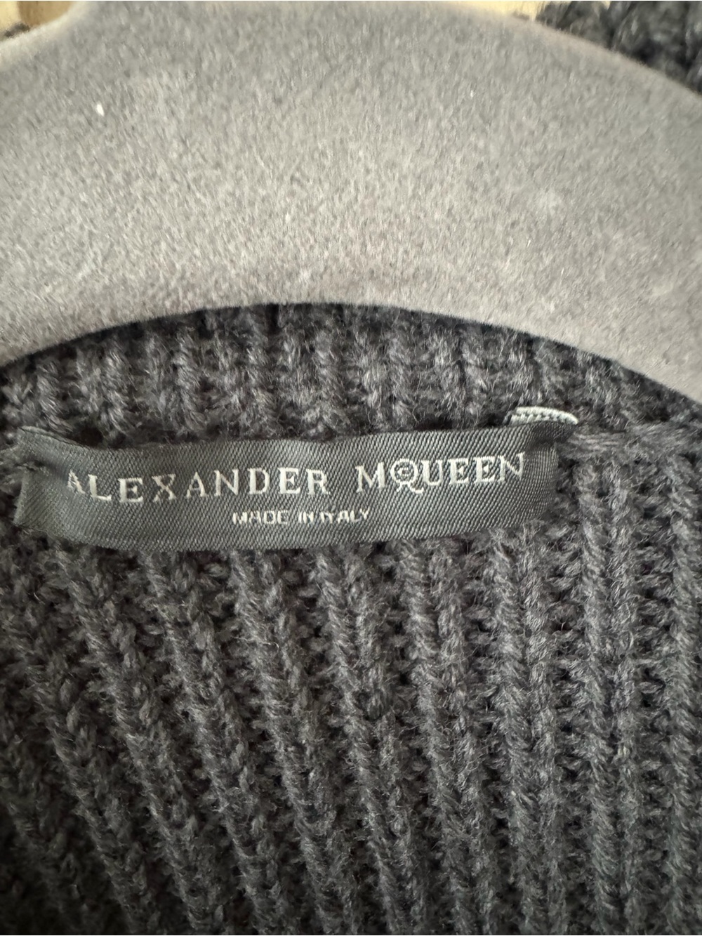 Alexander McQueen Charcoal Gray Ribbed Peplum Zip Cardigan with Gold Zipper - Picture 2 of 6